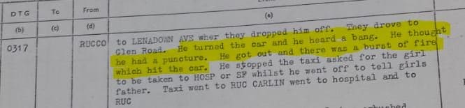 Burst of fire reported by RUC