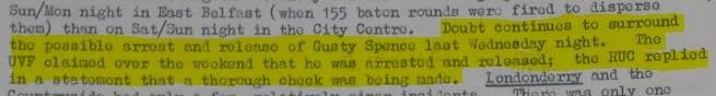Gusty Spence's capture by the British Army and release by the police