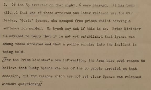 The release of Gusty Spence by the pollice
