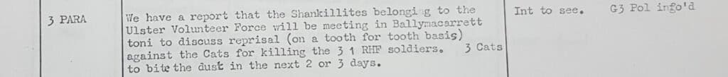 Intelligence on UVF threats