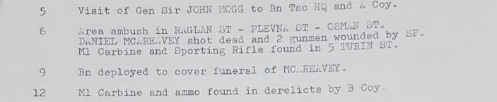 Daniel McAreavey killed in a British Army area ambush 